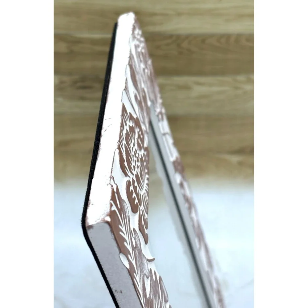 Shabby Chic 5x7 Photo Frame Cottage Distressed Whitewashed Relief Botanical NEW!